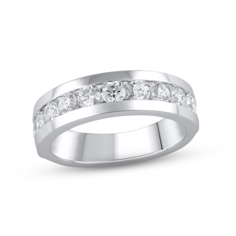 Main Image 1 of Men's Diamond Wedding Band 1-1/2 ct tw Round-cut 14K White Gold