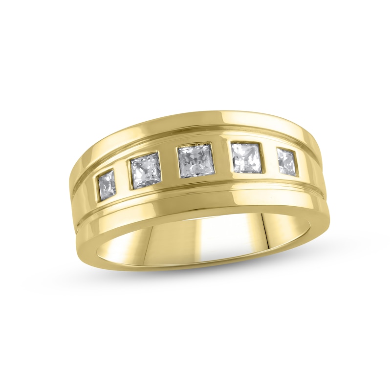 Main Image 1 of Men's Diamond Wedding Band 3/4 ct tw Square-cut 10K Yellow Gold