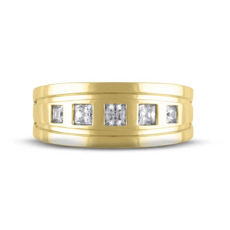 Main Image 3 of Men's Diamond Wedding Band 3/4 ct tw Square-cut 10K Yellow Gold