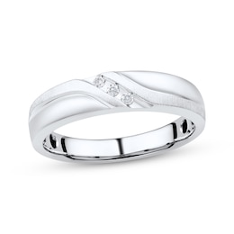 Men's Diamond Wedding Band 1/20 ct tw 10K White Gold