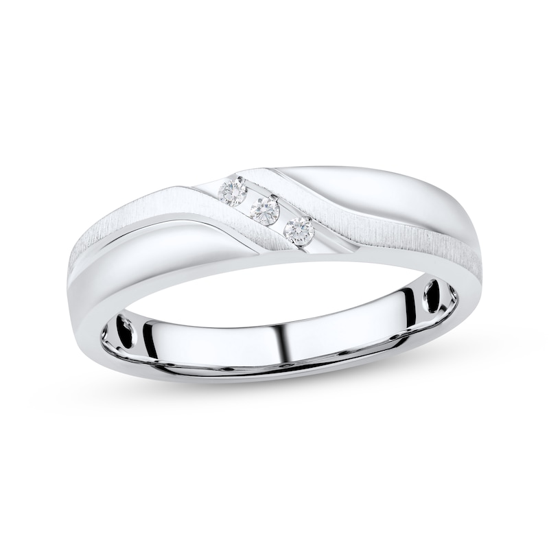 Main Image 1 of Men's Diamond Wedding Band 1/20 ct tw 10K White Gold