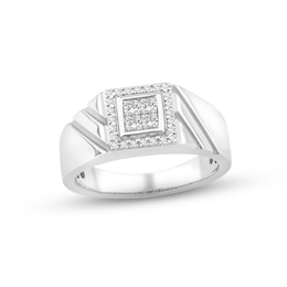 Adore Men's Diamond Wedding Band 1/2 ct tw Square & Round-cut 14K White Gold