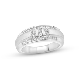 Adore Men's Diamond Wedding Band 3/8 ct tw Round-cut 10K White Gold