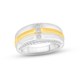 Men's Diamond Wedding Band 5/8 ct tw Square & Round-cut 14K Two-Tone Gold