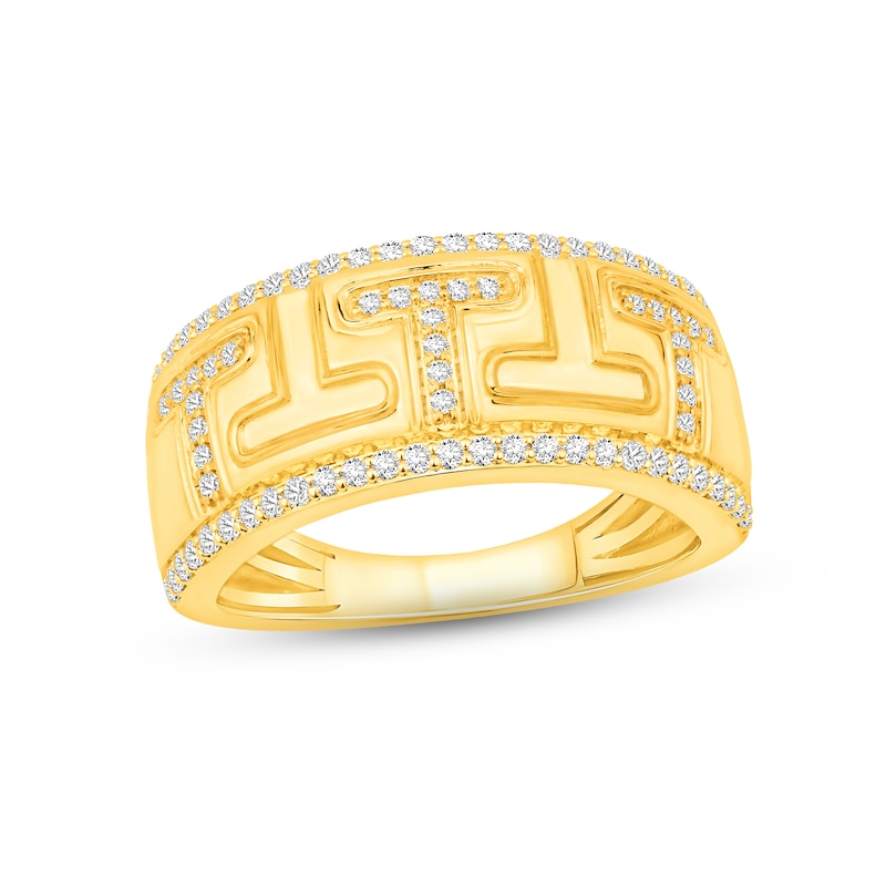 Main Image 1 of Men's Diamond Wedding Band 1/2 ct tw Round-cut 10K Yellow Gold