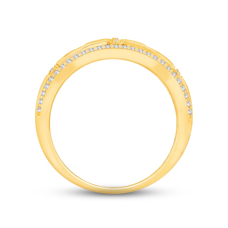 Main Image 3 of Men's Diamond Wedding Band 1/2 ct tw Round-cut 10K Yellow Gold