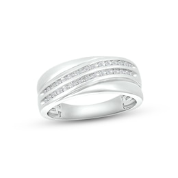 Men's Diamond Wedding Band 1/6 ct tw Round-cut 10K White Gold