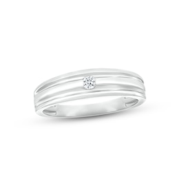 Men's Diamond Wedding Band 1/15 ct tw Round-cut 10K White Gold