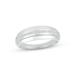 Men's Diamond Wedding Band 1/4 ct tw Round-cut 10K White Gold