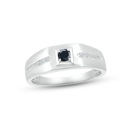 Men's Black & White Diamond Wedding Band 1/4 ct tw Round-cut 10K White Gold