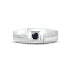 Thumbnail Image 1 of Men's Black & White Diamond Wedding Band 1/4 ct tw Round-cut 10K White Gold