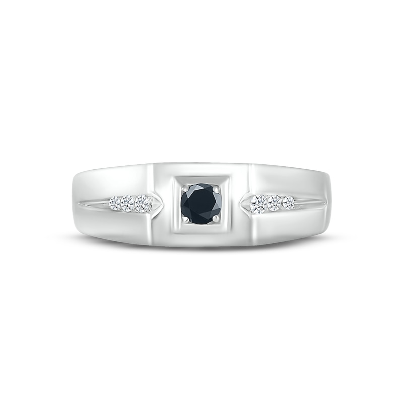 Men's Black & White Diamond Wedding Band 1/4 ct tw Round-cut 10K White Gold