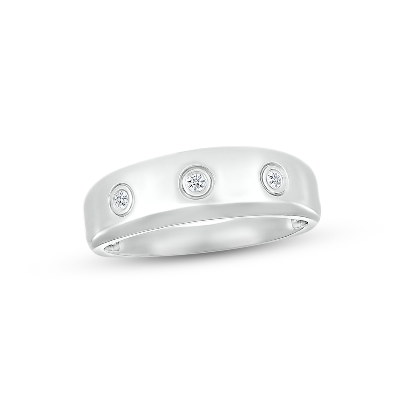 Main Image 1 of Men's Diamond Wedding Band 1/15 ct tw Round-cut 10K White Gold