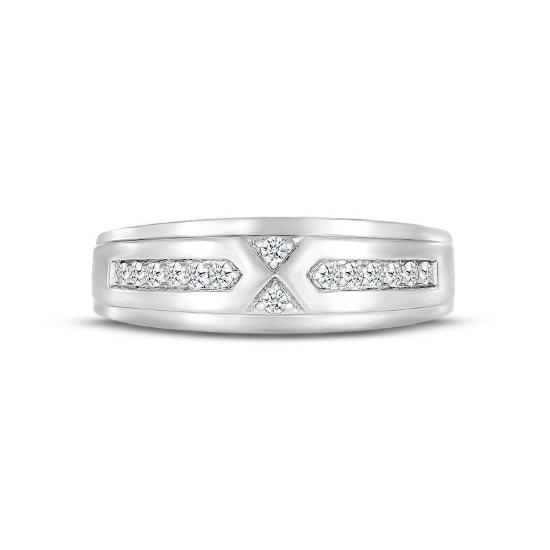 Men's Diamond Wedding Band 1/6 ct tw Round-cut 10K White Gold