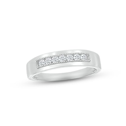 Men's Diamond Wedding Band 1/4 ct tw Round-cut 10K White Gold