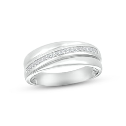 Men's Diamond Wedding Band 1/8 ct tw Round-cut 10K White Gold