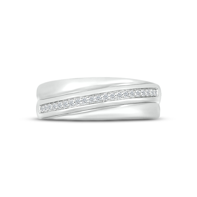 Men's Diamond Wedding Band 1/8 ct tw Round-cut 10K White Gold