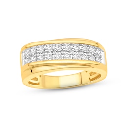 Men's Diamond Wedding Band 3/4 ct tw Round-cut 14K Yellow Gold