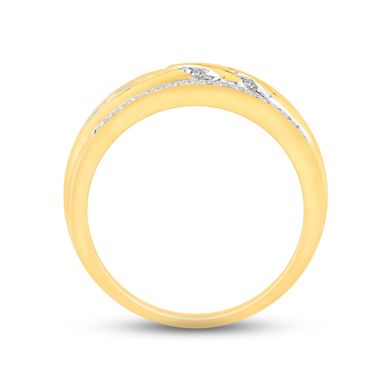 Main Image 3 of Men's Diamond Wedding Band 3/4 ct tw Round-cut 14K Yellow Gold