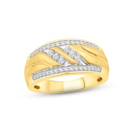 Men's Diamond Wedding Band 3/8 ct tw Round-cut 10K Yellow Gold