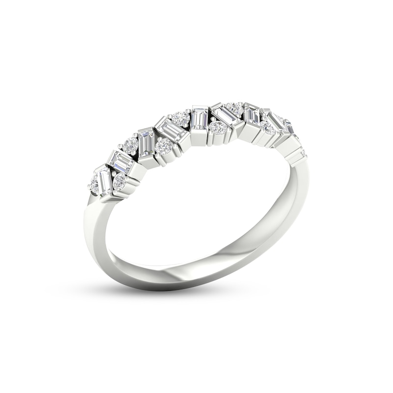 Main Image 2 of Diamond Ring 1/3 ct tw Baguette & Round-cut Sterling Silver