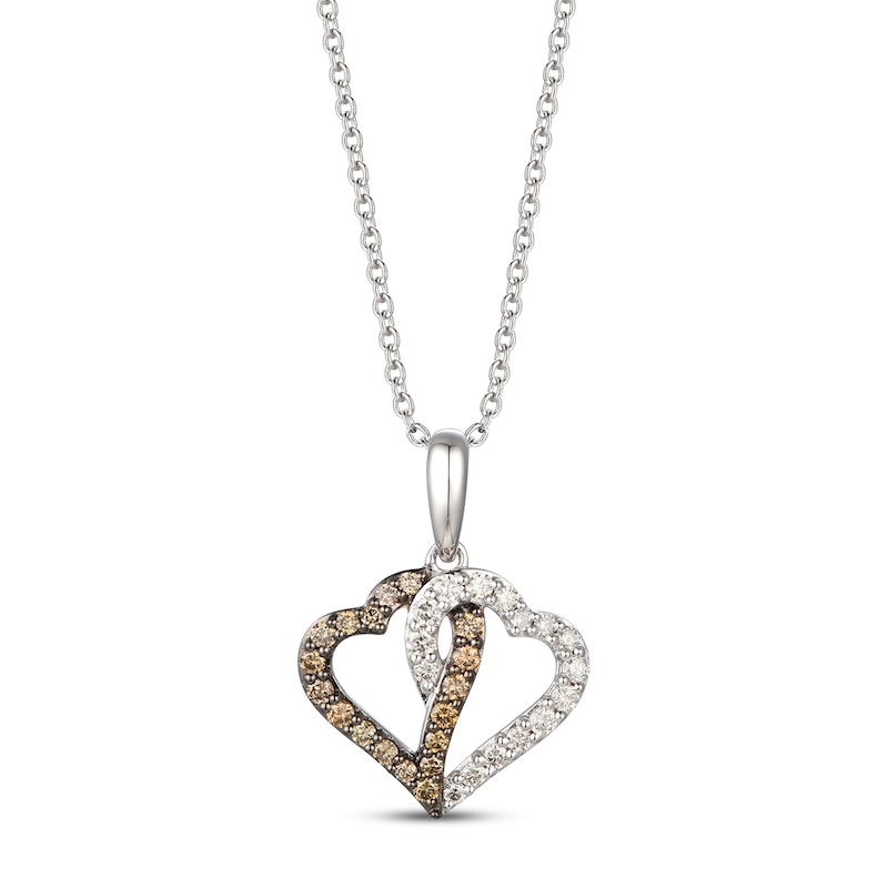 V Shaped Diamond Heart Necklace In 14K White Gold