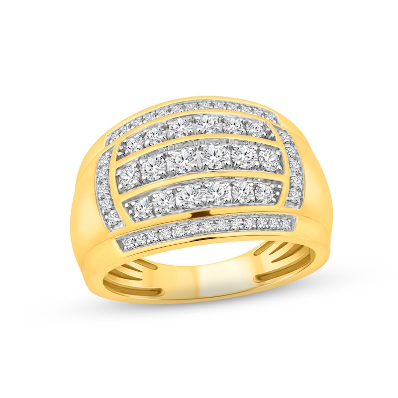 Main Image 1 of Men's Diamond Ring 1 ct tw Round-cut 10K Yellow Gold