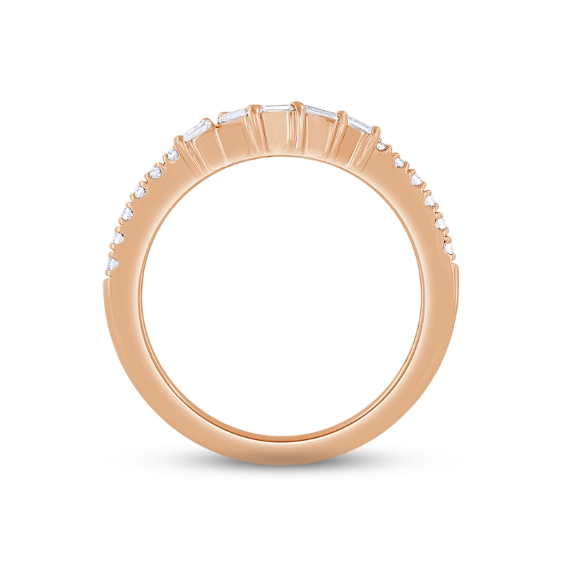 Diamond Contour Enhancer Ring 1/4 ct tw Baguette & Round-cut 14K Rose Gold