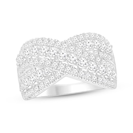 Round-Cut Lab-Grown Diamonds by KAY Crossover Ring 1-1/2 ct tw 14K White Gold