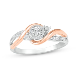 Diamond Swirl Promise Ring 1/8 ct tw Sterling Silver & 10K Rose Gold