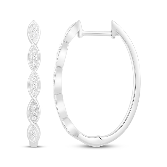 Diamond Twist Oval Hoop Earrings 1/10 ct tw Sterling Silver