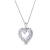 Thumbnail Image 3 of Round-Cut Lab-Created Ruby & White Lab-Created Sapphire Open-Heart Necklace Sterling Silver 18“