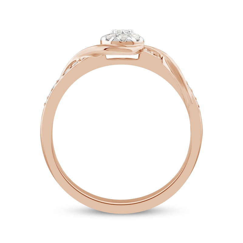 Main Image 3 of Round-Cut Multi-Diamond Center Promise Ring 1/5 ct tw 10K Rose Gold