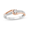 Thumbnail Image 1 of Round-Cut Multi-Diamond Center Swirl Promise Ring 1/10 ct tw 10K Two-Tone Gold