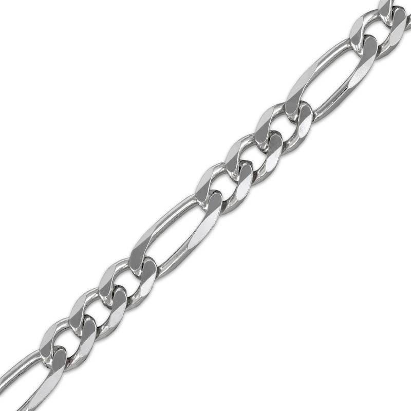 Main Image 2 of Diamond-Cut Solid Figaro Chain Bracelet 11mm Sterling Silver 8.5&quot;