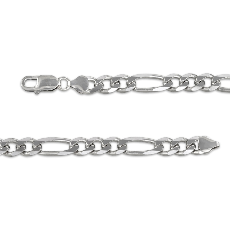 Main Image 3 of Diamond-Cut Solid Figaro Chain Bracelet 11mm Sterling Silver 8.5&quot;