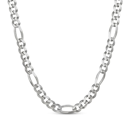 Diamond-Cut Solid Figaro Chain Necklace 9mm Sterling Silver 22&quot;