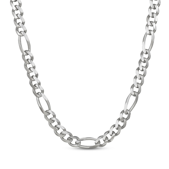 Diamond-Cut Solid Figaro Chain Necklace 9mm Sterling Silver 22"