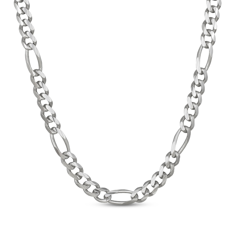 Main Image 1 of Diamond-Cut Solid Figaro Chain Necklace 9mm Sterling Silver 22&quot;