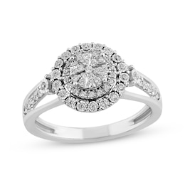 Round-Cut Multi-Diamond Center Ring 1/4 ct tw 10K White Gold