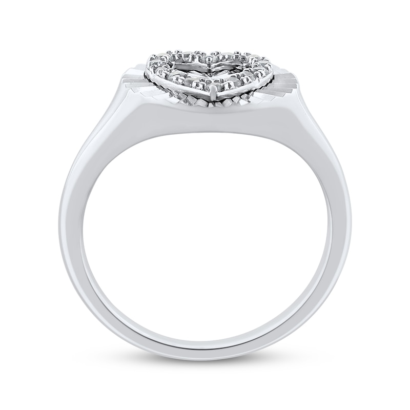 Round-Cut Diamond Heart Sunburst Ring 1/10 ct tw Sterling Silver