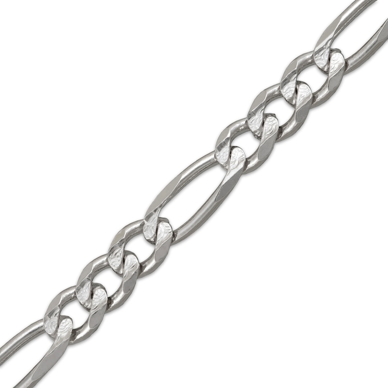 Main Image 2 of Diamond-Cut Solid Figaro Chain Bracelet 7.2mm Sterling Silver 8.5&quot;