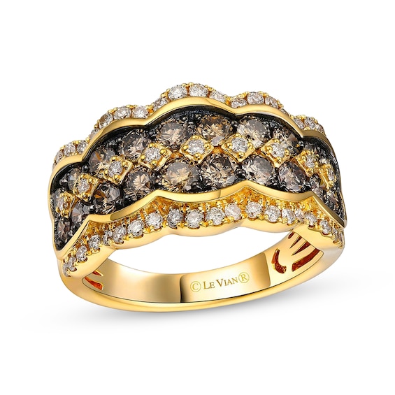 Le Vian Chocolate Diamond Scalloped Ring 1-5/8 ct tw 14K Honey Gold