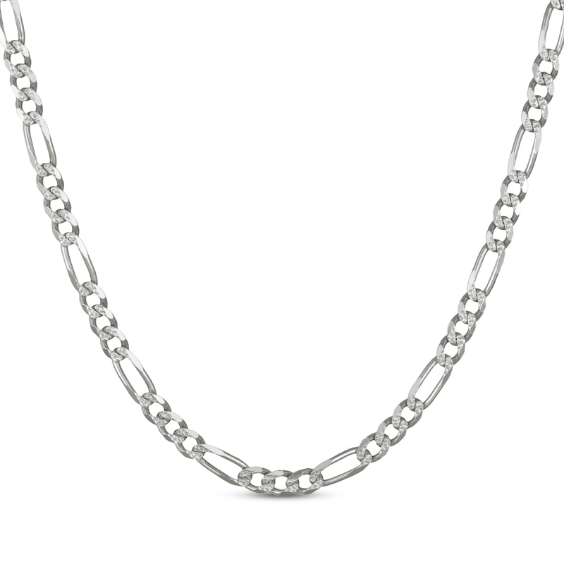 Main Image 1 of Diamond-Cut Solid Figaro Chain Necklace 5.6mm Sterling Silver 22&quot;