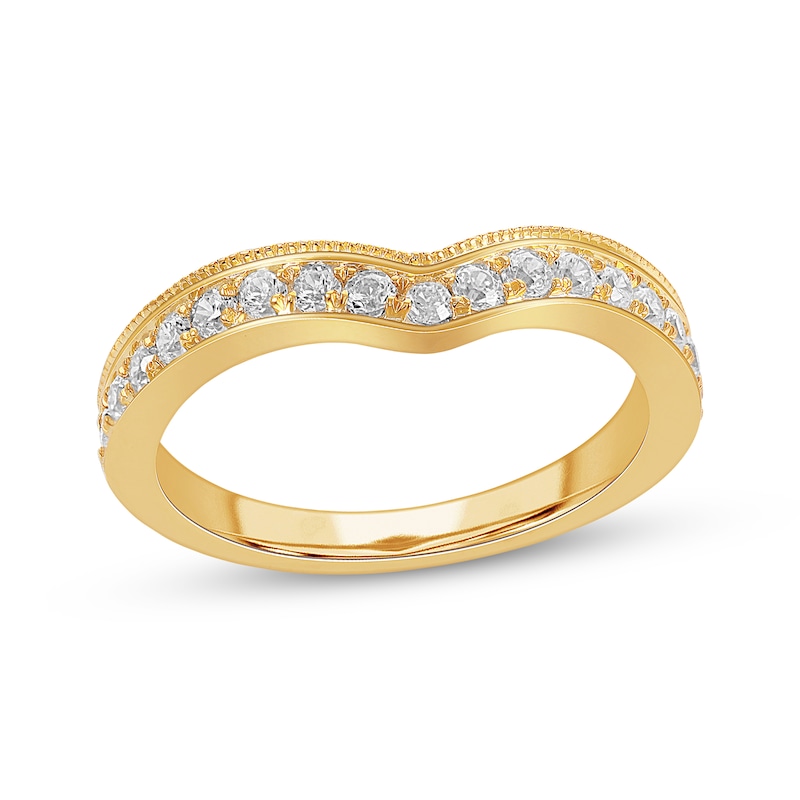 Main Image 1 of Diamond Milgrain Contour Band 3/8 ct tw 14K Yellow Gold