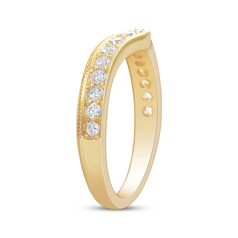 Main Image 2 of Diamond Milgrain Contour Band 3/8 ct tw 14K Yellow Gold