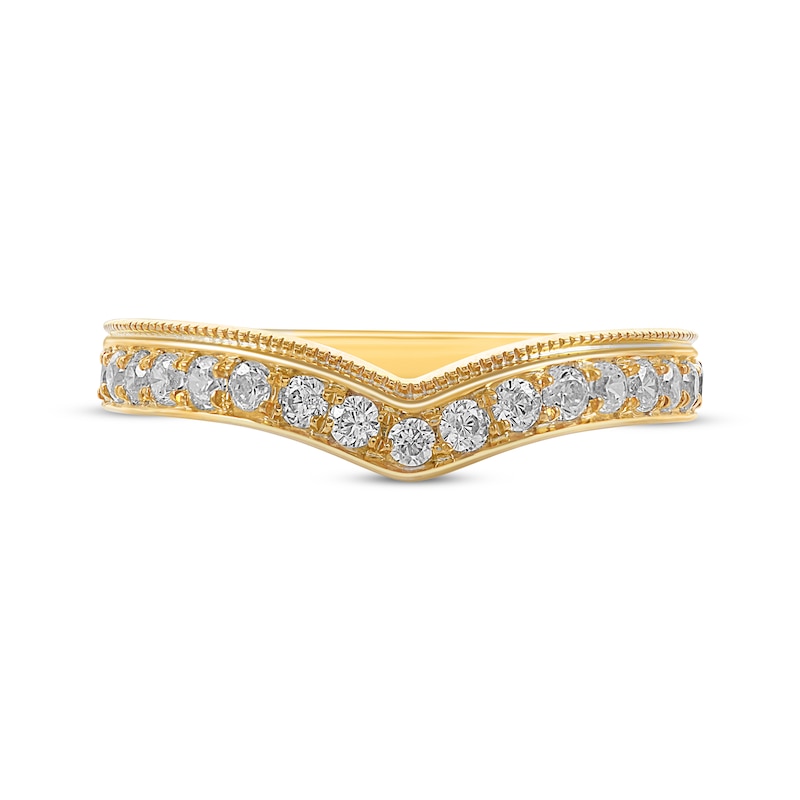 Main Image 3 of Diamond Milgrain Contour Band 3/8 ct tw 14K Yellow Gold