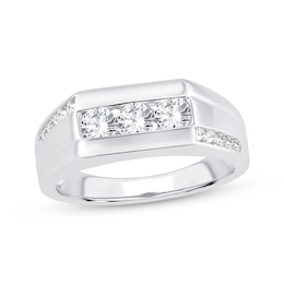 Adore Men's Round-Cut Diamond Trio Asymmetric Wedding Band 1 ct tw 10K White Gold