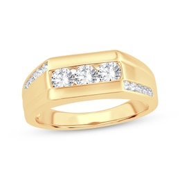 Adore Men's Round-Cut Diamond Trio Asymmetric Wedding Band 1 ct tw 10K Yellow Gold