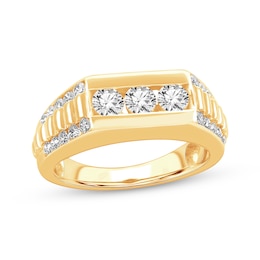 Adore Men's Diamond Rectangle Stepped Wedding Band 1-1/4 ct tw 10K Yellow Gold